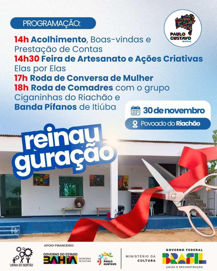 A sede do Instituto Sociocultural Usina do Sertão será reinaugurada neste sábado dia 30.