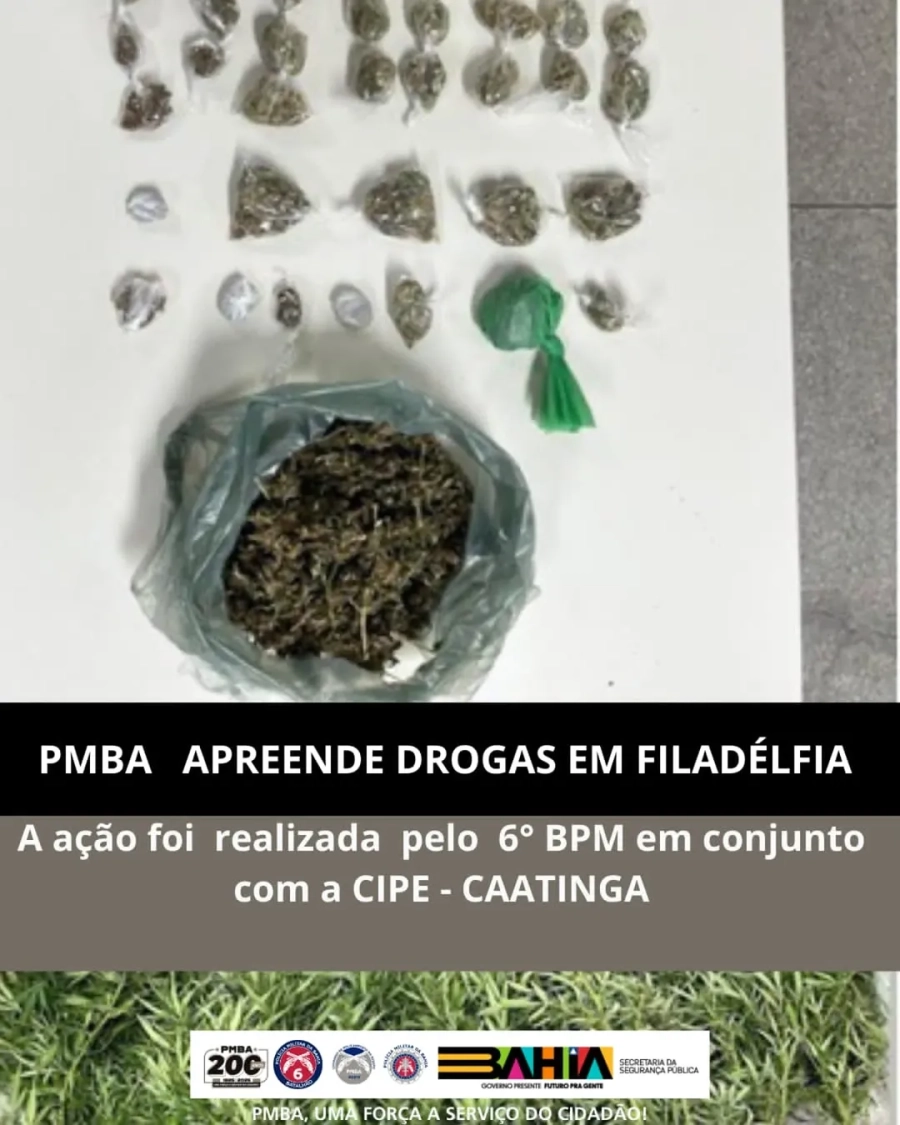 POLICIAIS MILITARES DO 6° BPM EM AÇÃO CONJUNTA COM A CIPE- CAATINGA APREENDEM DROGAS EM FILADÉLFIA