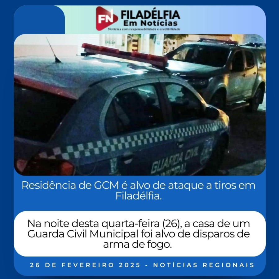 Residência de GCM é alvo de ataque a tiros em Filadélfia.